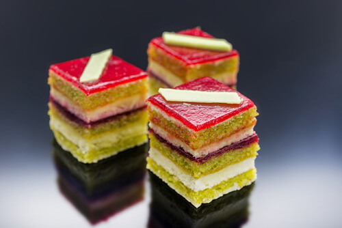 Opéra pistache griotte