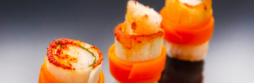 Edredon de gambas, carotte et feuille de menthe